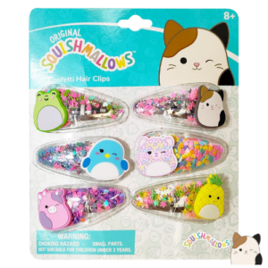 Camp Care Package for Girls hair clips squishmallows