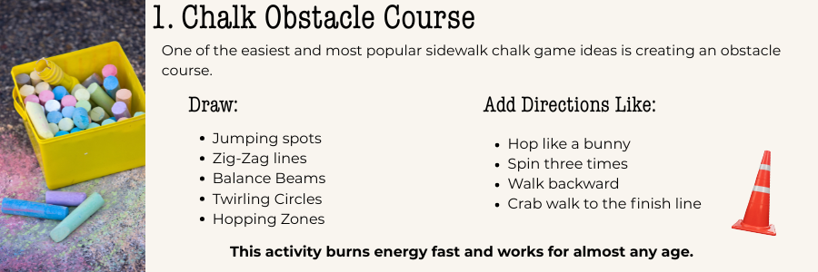 Sidewalk chalk obstacle course