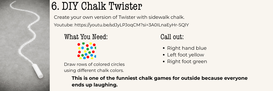 Sidewalk chalk games DIY chalk Twister