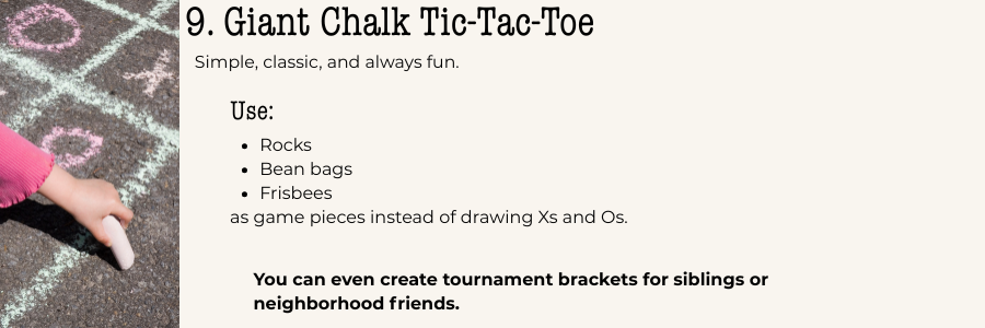 Sidewalk chalk games giant chalk tic-tac-toe