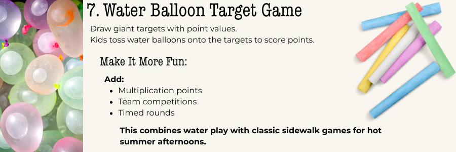 Sidewalk chalk games water balloon target game